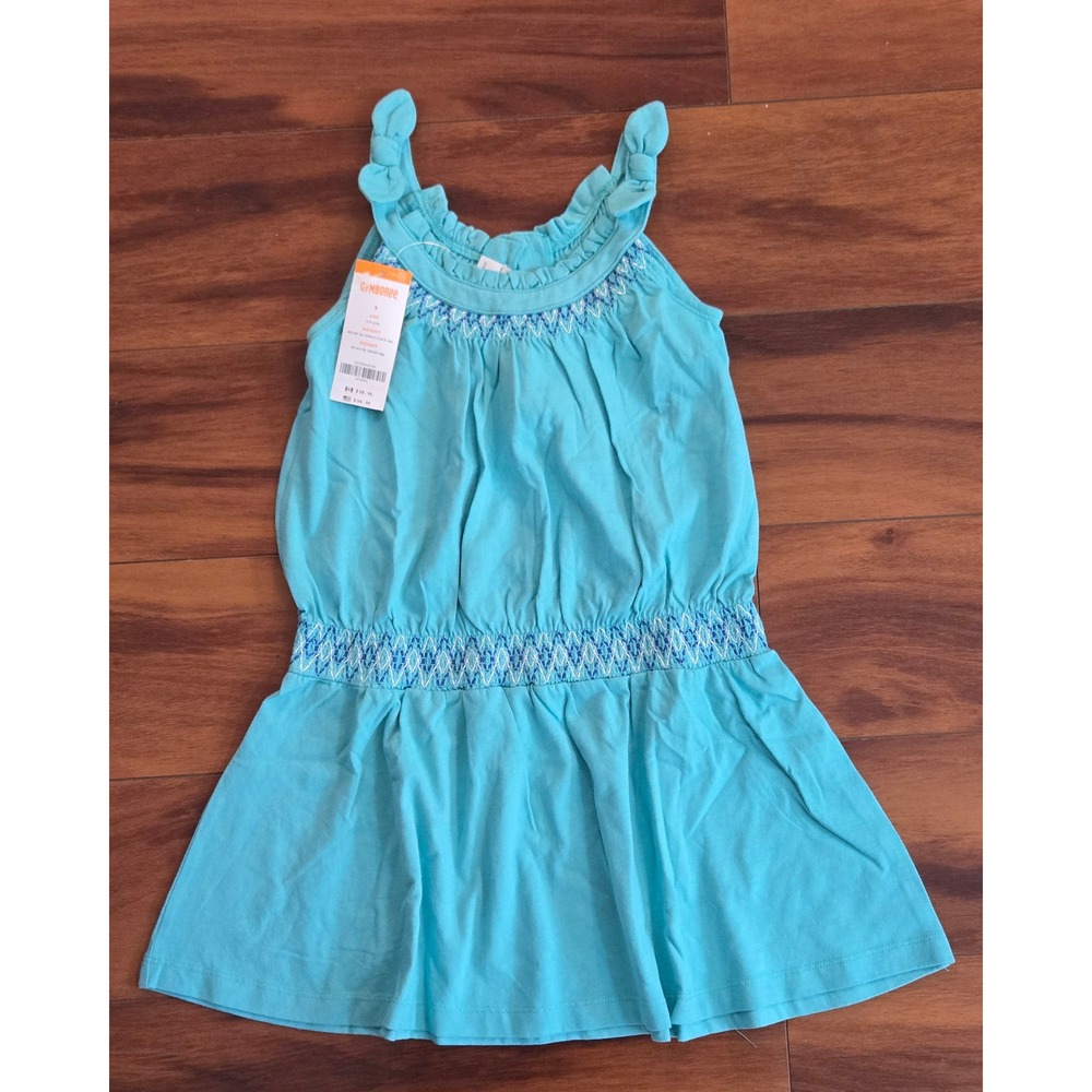Gymboree Girls Turquoise Blue Smocked Ruffle Cotton Sleeveless Dress Size 5 NWT